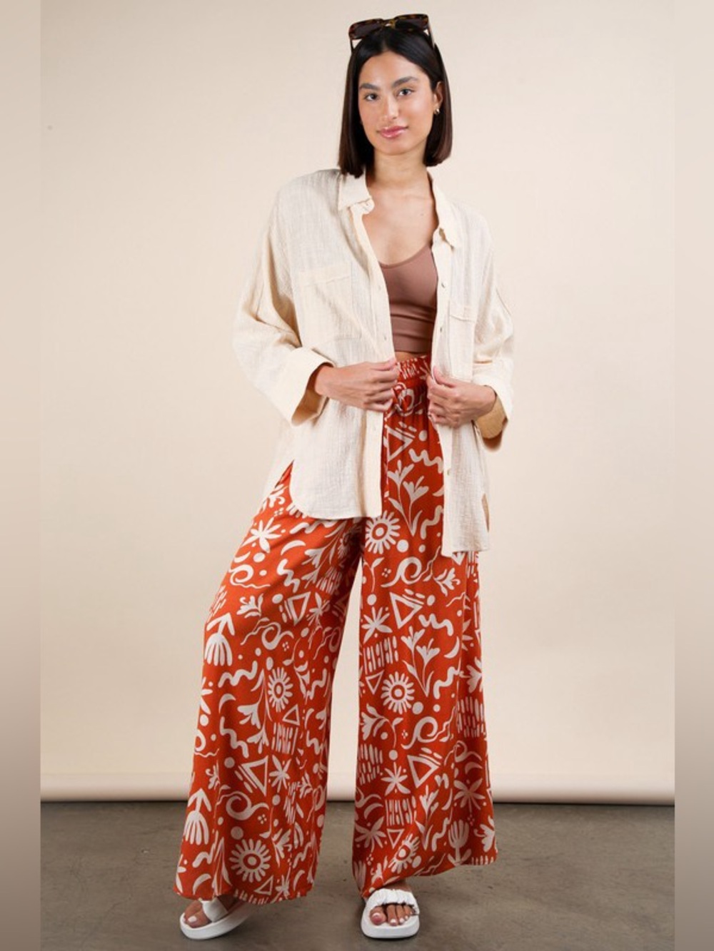 VERY J Plus Size Dolman Sleeve Button Down Gauze Shirt